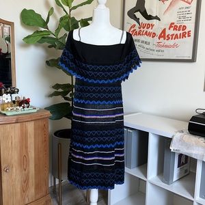 Black Pitusa Dress or Coverup With Pom Poms.